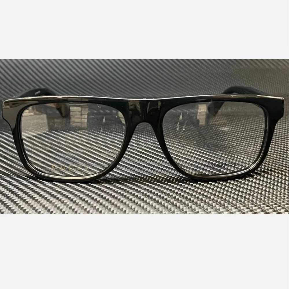 GUCCI Black Silver Men's Medium Eyeglasses